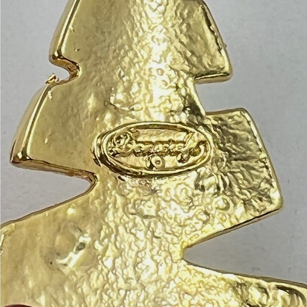 Danecraft Christmas Vintage Tree Brooch Pin Gold Tone Star on Top - Picture 3 of 4